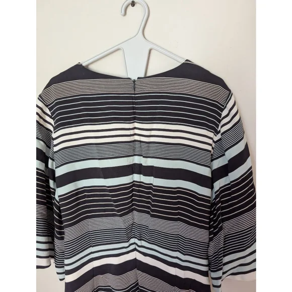 Ann Taylor Striped Dress 14 Black White Seafoam, Womens - Picture 6 of 10